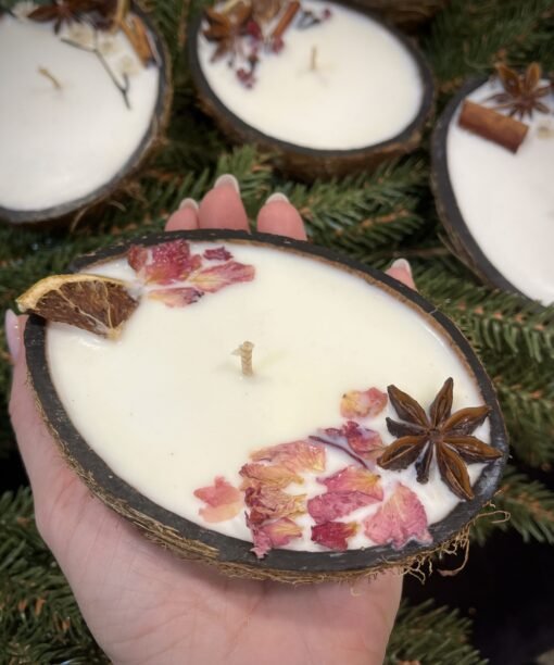 Sojų vaško žvakė kokose